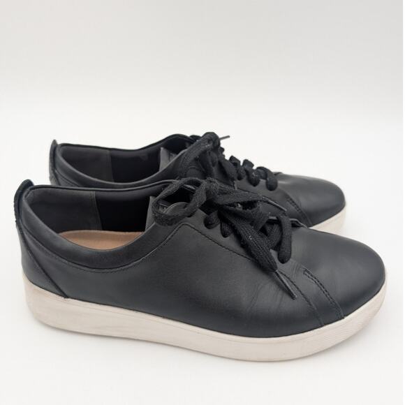 Fit Flop Rally Leather Sneaker Shoes Women's X22-001 Black/White Size US8 EU39 - Picture 3 of 13